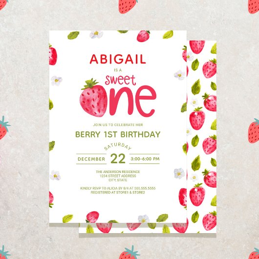 Strawberry Berry First Birthday Einladung