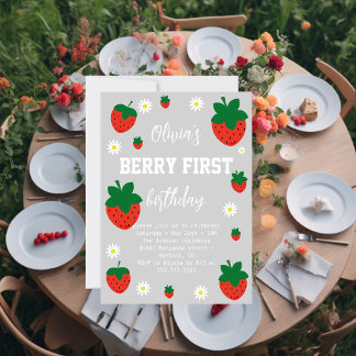 Strawberry Berry First Birthday Einladung