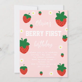 Strawberry Berry First Birthday Einladung