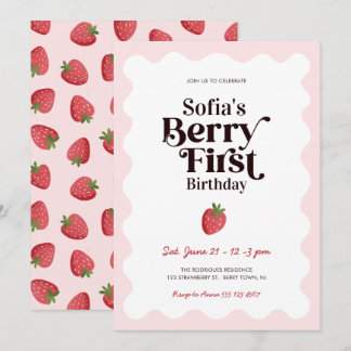 Strawberry Berry First Birthday Einladung