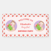 Strawberry Berry First Birthday Foto Banner (Horizontal)
