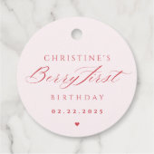 Strawberry Berry First Birthday Geschenkanhänger (Rückseite)