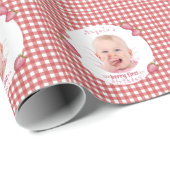 Strawberry Berry First Birthday Geschenkpapier (Rolleneckpunkt)