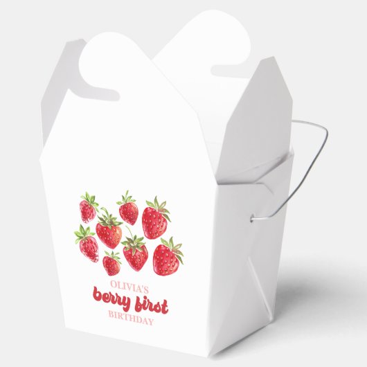 Strawberry Berry First Birthday Geschenkschachtel (Geöffnet)