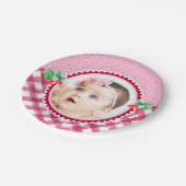 Strawberry Berry First Birthday Girl Party Foto Pappteller (Schrägansicht)