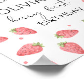 Strawberry Berry First Birthday Girl Sweet Willkom Poster (Ecke)