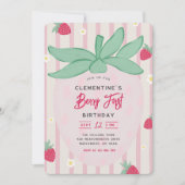 Strawberry Berry First Birthday Invitation Einladung (Vorderseite)