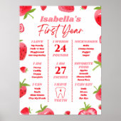 Strawberry Berry First Birthday Milestone Zeichen Poster (Vorne)
