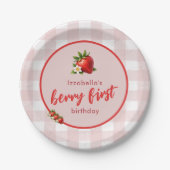 Strawberry Berry First Birthday Paper Plate Pappteller (Vorderseite)