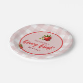 Strawberry Berry First Birthday Paper Plate Pappteller (Schrägansicht)