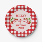 Strawberry Berry First Birthday Paper Plate Pappteller (Vorderseite)