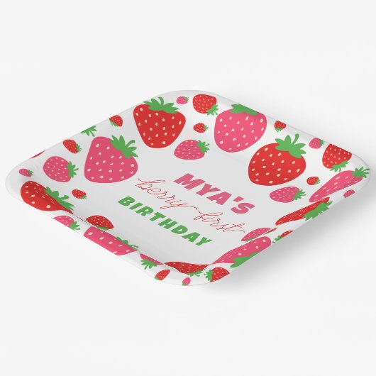 Strawberry Berry First Birthday Paper Teller (Gewinkelt)
