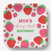 Strawberry Berry First Birthday Paper Teller (Vorderseite)