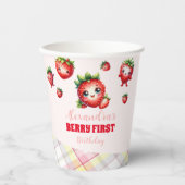 Strawberry Berry First Birthday Pappbecher (Vorderseite)