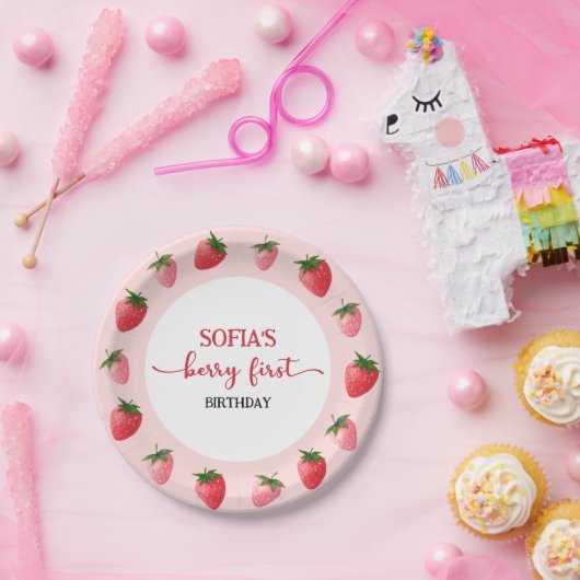 Strawberry Berry First Birthday Pappteller (Party)
