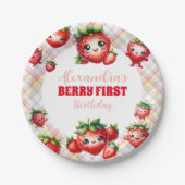 Strawberry Berry First Birthday Pappteller (Vorderseite)