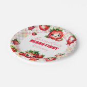Strawberry Berry First Birthday Pappteller (Schrägansicht)