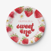 Strawberry Berry First Birthday Pappteller (Vorderseite)