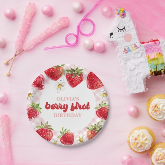 Strawberry Berry First Birthday Pappteller (Party)