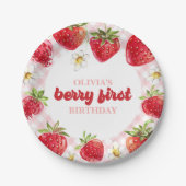 Strawberry Berry First Birthday Pappteller (Vorderseite)