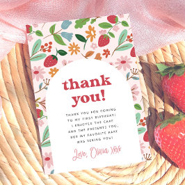 Strawberry Berry First Birthday Party Dankeskarte