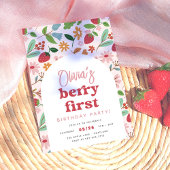 Strawberry Berry First Birthday Party Einladung