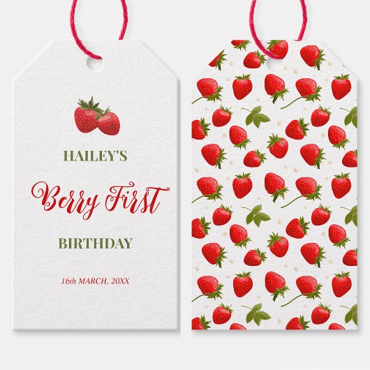 Strawberry Berry First Birthday Party Gefallen Geschenkanhänger