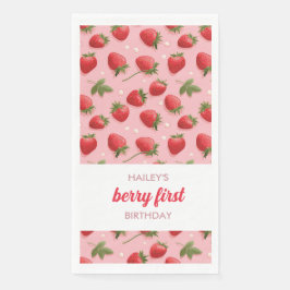 Strawberry Berry First Birthday Party Napkin Serviette