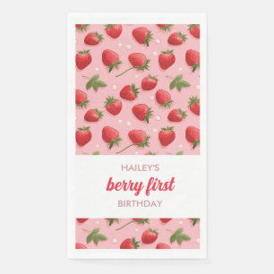 Strawberry Berry First Birthday Party Napkin Serviette