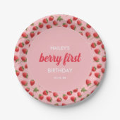 Strawberry Berry First Birthday Party Pappteller (Vorderseite)