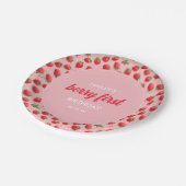 Strawberry Berry First Birthday Party Pappteller (Schrägansicht)