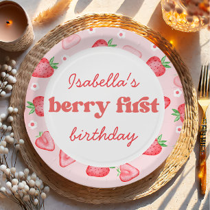 Strawberry Berry First Birthday Party Pappteller