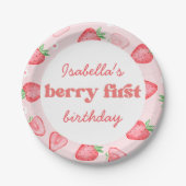Strawberry Berry First Birthday Party Pappteller (Vorderseite)