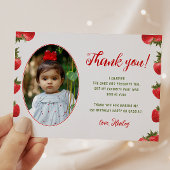 Strawberry Berry First Birthday Retro Foto Dankeskarte