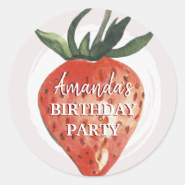 Strawberry Berry First Birthday Runder Aufkleber