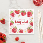Strawberry Berry First Birthday Serviette (Beispiel)