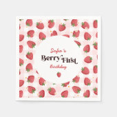 Strawberry Berry First Birthday Serviette (Vorderseite)