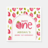 Strawberry Berry First Birthday Serviette (Vorderseite)