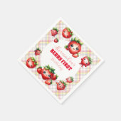 Strawberry Berry First Birthday Serviette (Ecke)