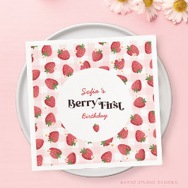 Strawberry Berry First Birthday Serviette