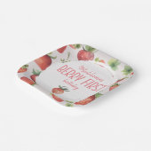 Strawberry Berry First Birthday Square Pappteller (Gewinkelt)