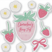 Strawberry Berry First Birthday Stickers Aufkleber (Vorderseite)