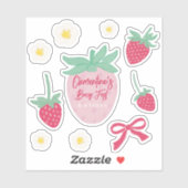 Strawberry Berry First Birthday Stickers Aufkleber (Blatt)