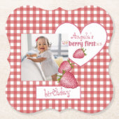 Strawberry Berry First Birthday Untersetzer (Vorderseite)