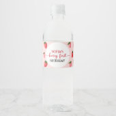 Strawberry Berry First Birthday Wasserflaschenetikett (Vorderseite)