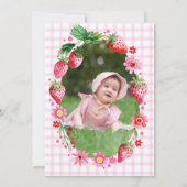 Strawberry Berry First Birthday Watercolor Foto Einladung (Rückseite)