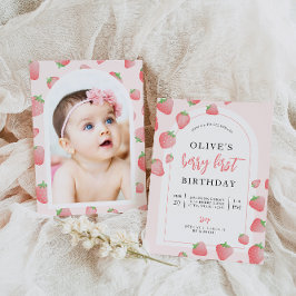Strawberry Berry First Boho Birthday Einladung