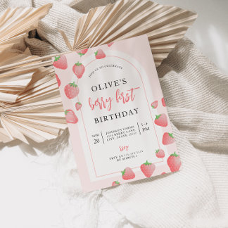Strawberry Berry First Boho Birthday Einladung