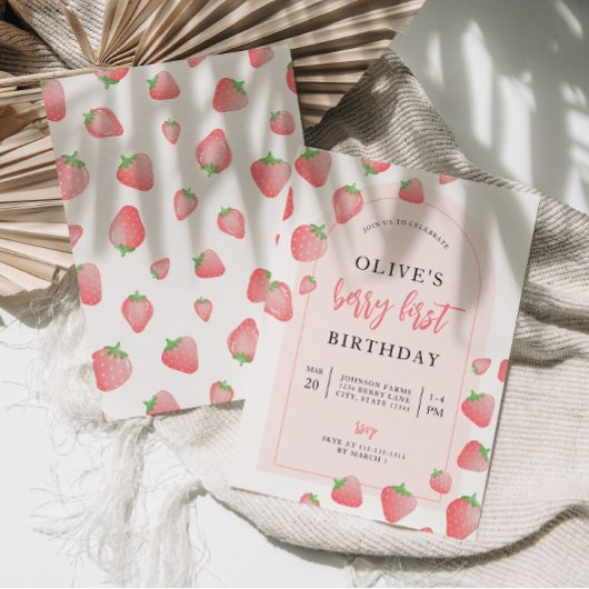 Strawberry Berry First Boho Birthday Einladung