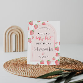 Strawberry Berry First Boho Birthday Einladung